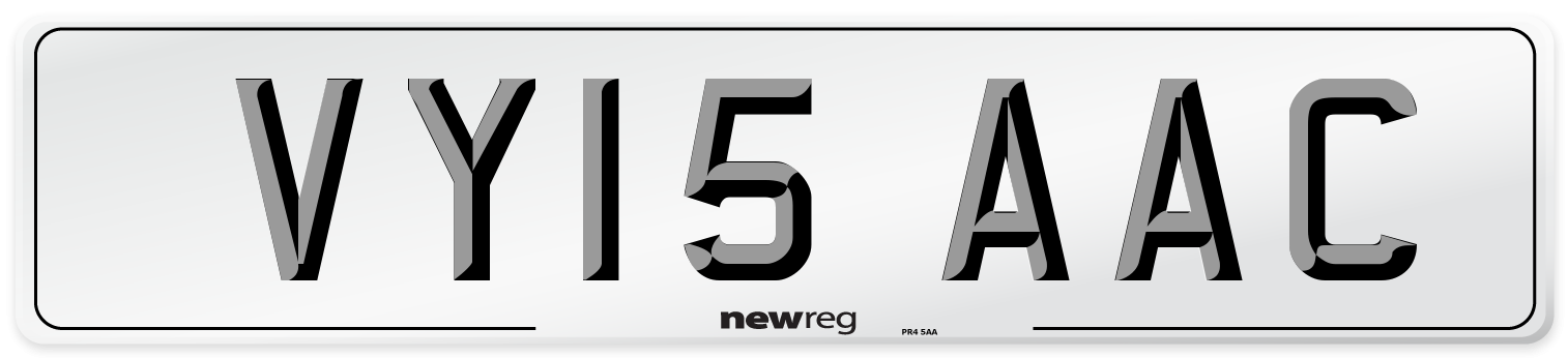 VY15 AAC Number Plate from New Reg